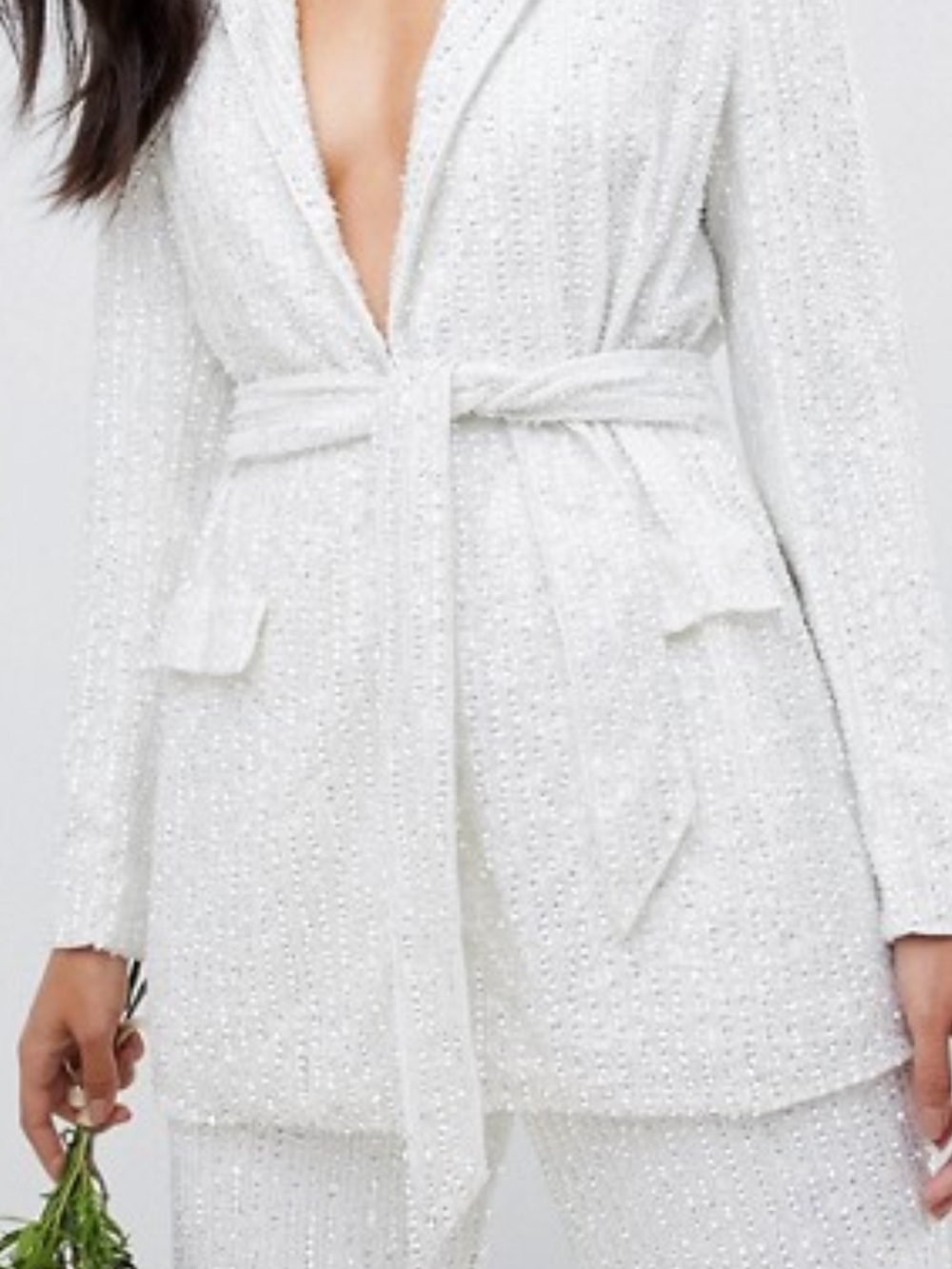 ASOS Cream Sequin-Embellished Blazer and pants